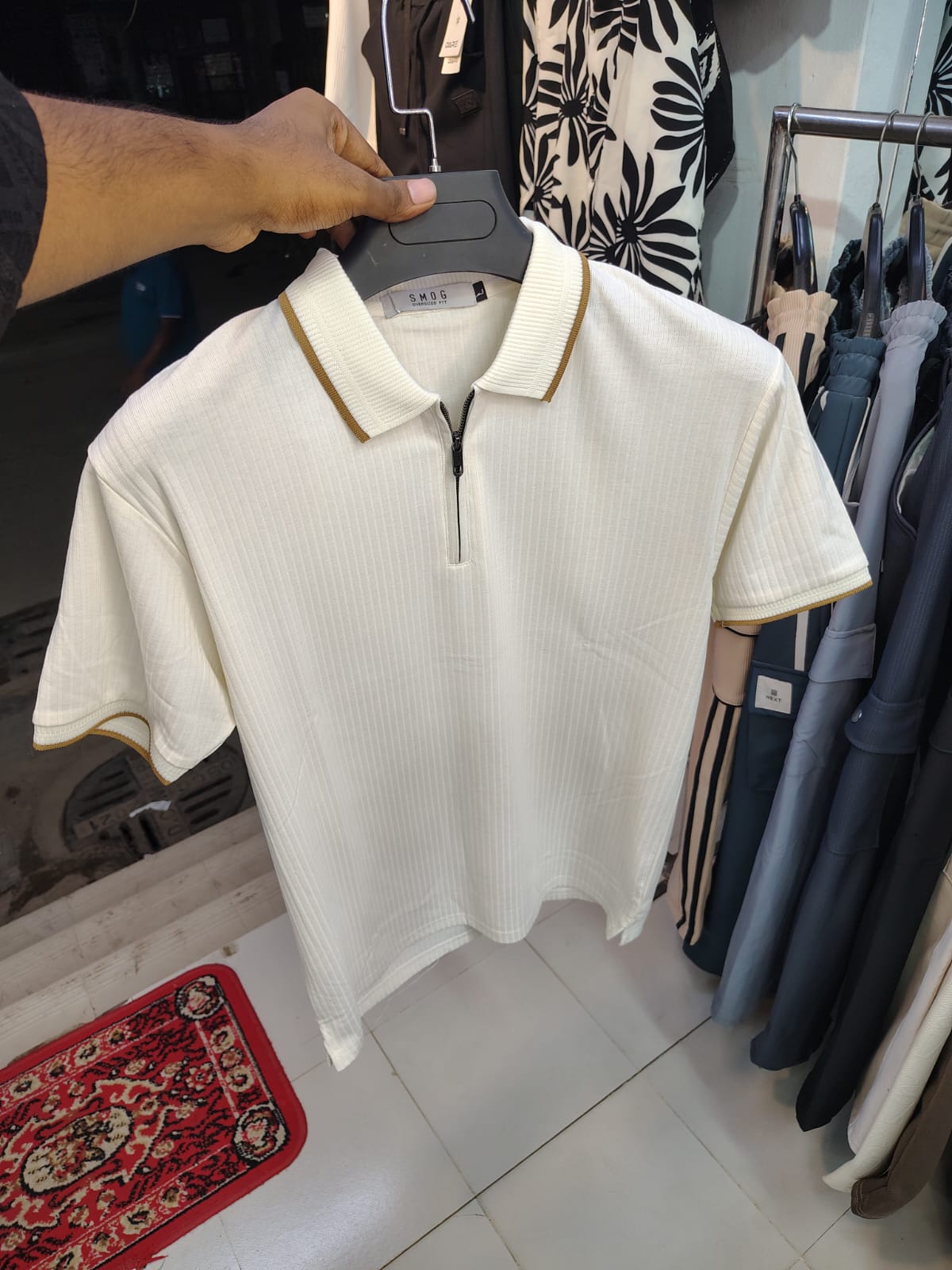 smog-regular-fit-striped-polo-shirt-cream