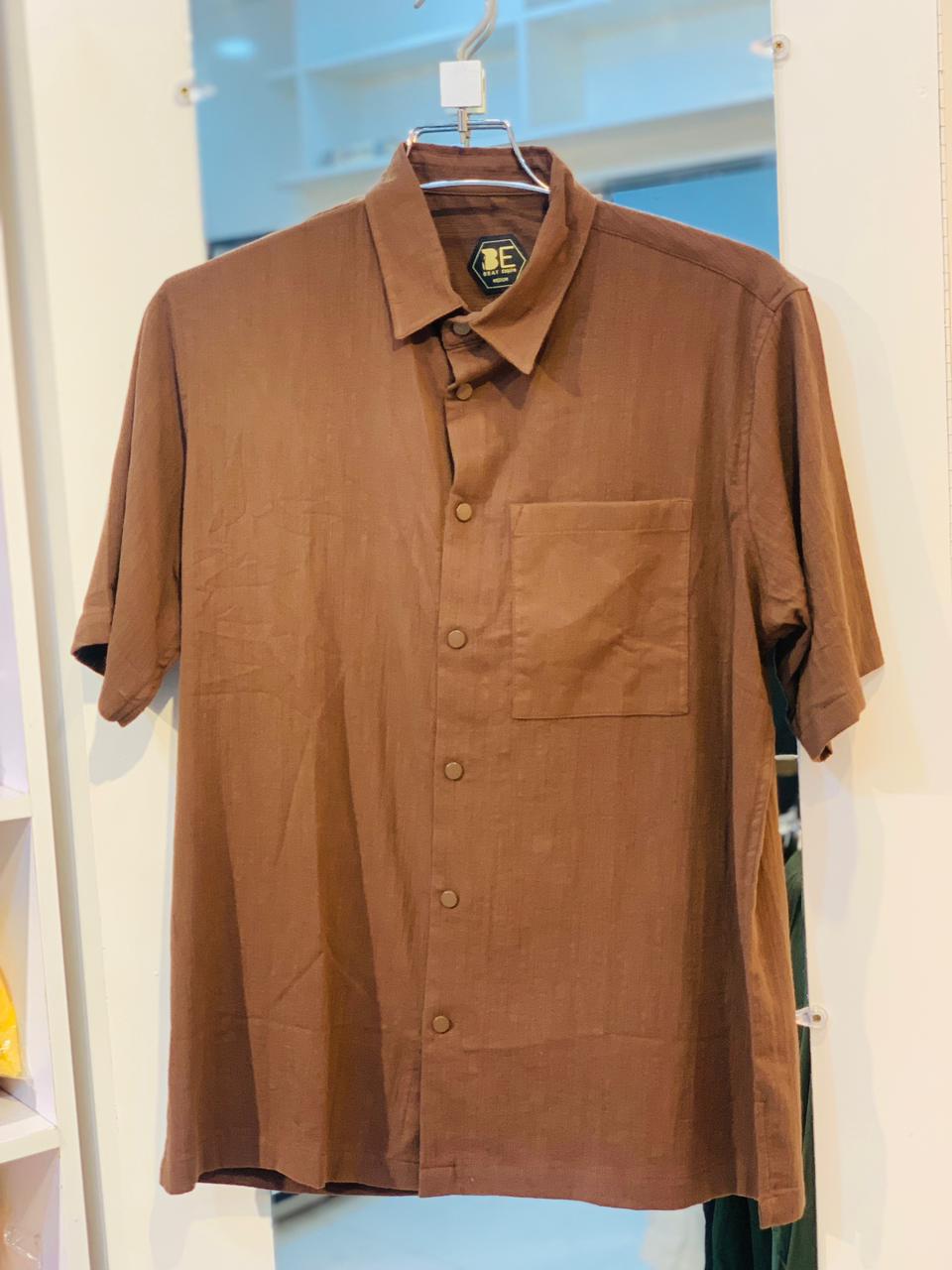 premium-solid-drop-shoulder-half-shirt-brown